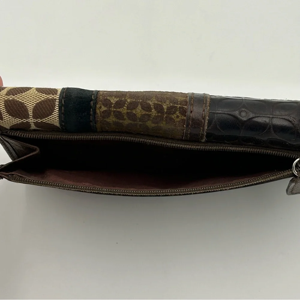 Vntg Fossil Wallet Card Holder Leather‎ Trifold Coin Zip Classic Brown Classic
